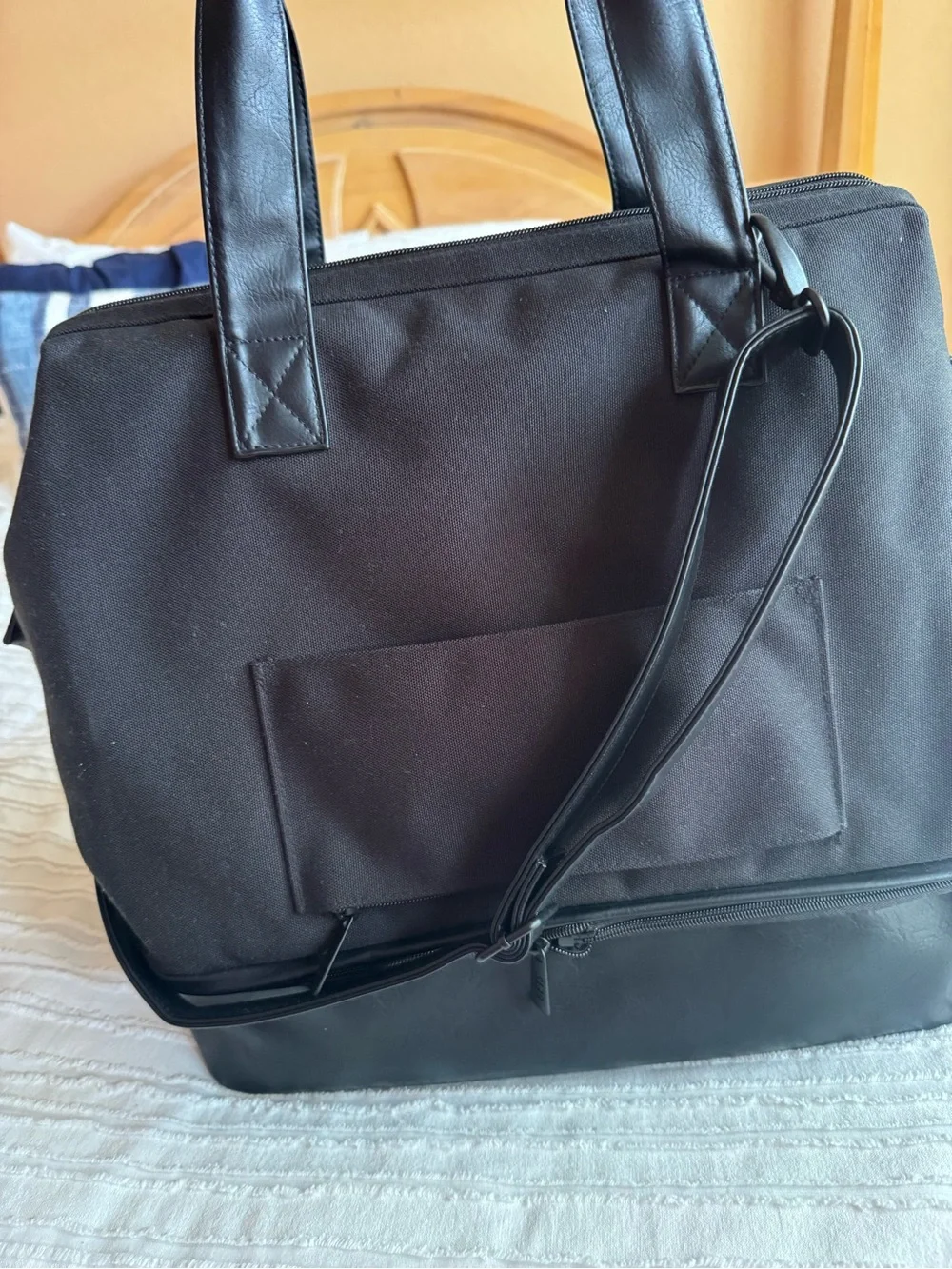 BEIS Black Men's Duffel Tote with Faux-Leather Base